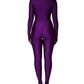 Purple Nylon Turtleneck Bodycon Jumpsuit Dress