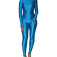 Blue Nylon Turtleneck Bodycon Jumpsuit  Dress