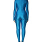 Blue Nylon Turtleneck Bodycon Jumpsuit  Dress