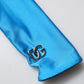 Blue Nylon Turtleneck Bodycon Jumpsuit  Dress