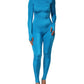 Blue Nylon Crew Neck Bodycon Jumpsuit Dress
