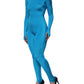 Blue Nylon Crew Neck Bodycon Jumpsuit Dress
