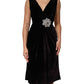 Black Velvet Flower Embellishment Aline Dress