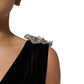 Black Velvet Flower Embellishment Aline Dress