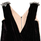Black Velvet Flower Embellishment Aline Dress