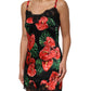 Black Floral Lace Trim Chemise Lingerie Dress
