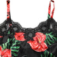 Black Floral Lace Trim Chemise Lingerie Dress