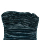 Green Silk Satin Fitted Strapless Dress