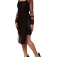 Black Lace Trim Long Sleeve Sheath Mini Dress