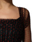 Black Lace Trim Long Sleeve Sheath Mini Dress