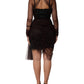 Black Lace Trim Long Sleeve Sheath Mini Dress