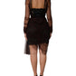 Black Lace Trim Long Sleeve Sheath Mini Dress
