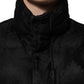 Black Jacquard Quilted Puffer Bomber Jacket