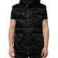 Black Quilted Sleeveless Hooded Vest Jacket