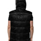 Black Quilted Sleeveless Hooded Vest Jacket