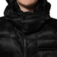 Black Quilted Sleeveless Hooded Vest Jacket