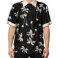 Black Printed Silk Short Sleeves Casual Shirt
