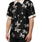 Black Printed Silk Short Sleeves Casual Shirt
