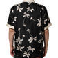 Black Printed Silk Short Sleeves Casual Shirt
