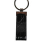 Black Leather Logo Metal Ring Keychain Holder Men Keyring