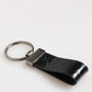 Black Leather Logo Metal Ring Keychain Holder Men Keyring