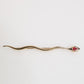 Gold Brass Red Crystal Spilla Serpente Mens Brooch Pin