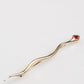 Gold Brass Red Crystal Spilla Serpente Mens Brooch Pin