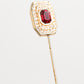Rhinestone Embellished Sterling Silver Collar Brooch Pin
