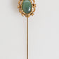 Gold Tone Green Stone Antique Men Accessory Brooch Pin