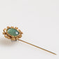 Gold Tone Green Stone Antique Men Accessory Brooch Pin