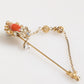 Gold Brass Crystal Chain 925 Sterling Silver Pin Brooch