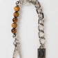 Silver Chain Brass Beaded Lobster Clasp Logo Men Bracelet