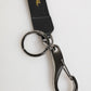 Black Yellow Polyester DG Logo Silver Keychain Keyring