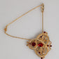 Gold Tone 925 Sterling Silver Crystal Chain Brooch Pin