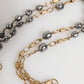 Gold Tone Beaded Chain Religious Cross Necklace