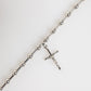 Silver Tone Brass Chain Religious Cross Pendant Necklace