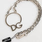 Silver Tone Brass Chain DG Logo Pendant Men Necklace