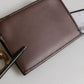 Brown Calf Leather Zip Logo Keyring Coin Purse Men Wallet