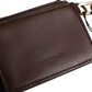 Brown Calf Leather Zip Logo Keyring Coin Purse Men Wallet
