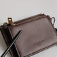 Brown Calf Leather Zip Logo Keyring Coin Purse Men Wallet