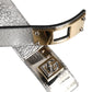 Silver Textured Leather Gold Tone Metal Neckband