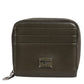 Brown Leather Logo Plaque Card Holder Coin Purse Wallet