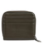 Brown Leather Logo Plaque Card Holder Coin Purse Wallet