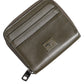 Brown Leather Logo Plaque Card Holder Coin Purse Wallet