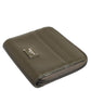 Brown Leather Logo Plaque Card Holder Coin Purse Wallet