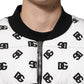 White DG Monogram Full Zip Quilted Jacket