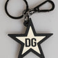 White Black DG Logo Star Rubber Men's Keychain Keyring