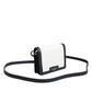 Beige Black Leather Card Holder Crossbody Men Borse Bag