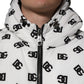 White DG Monogram Hooded Puffer Jacket