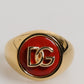 Gold Tone Real Brass Red DG Logo Men Ring